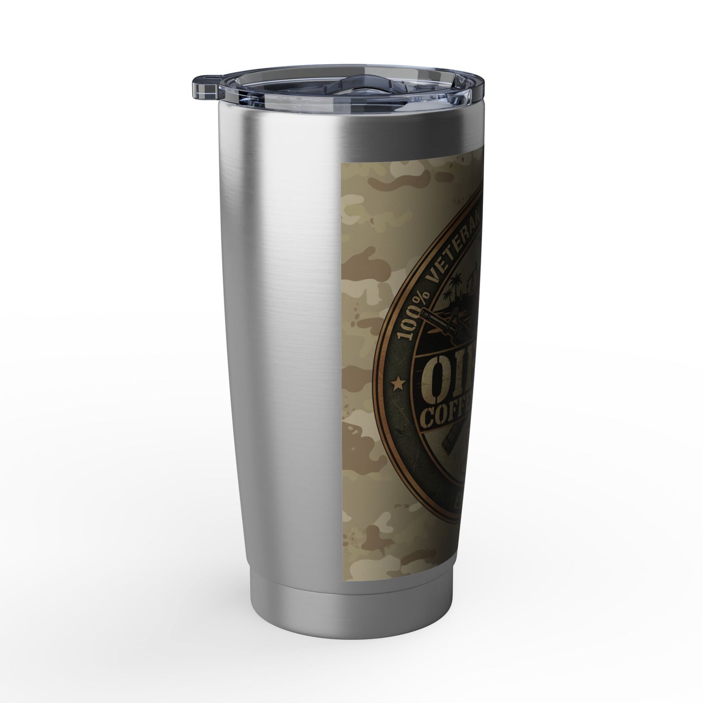 20oz Tumbler - OIF Vet Coffee Company Camo Stainless Travel Mug