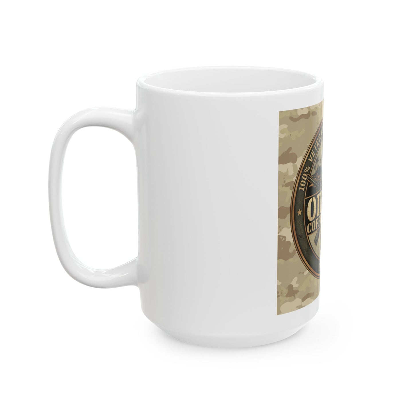 OIF Vet Coffee Company Ceramic Mug – Veteran-Owned Camo Coffee Cup (11oz & 15oz)