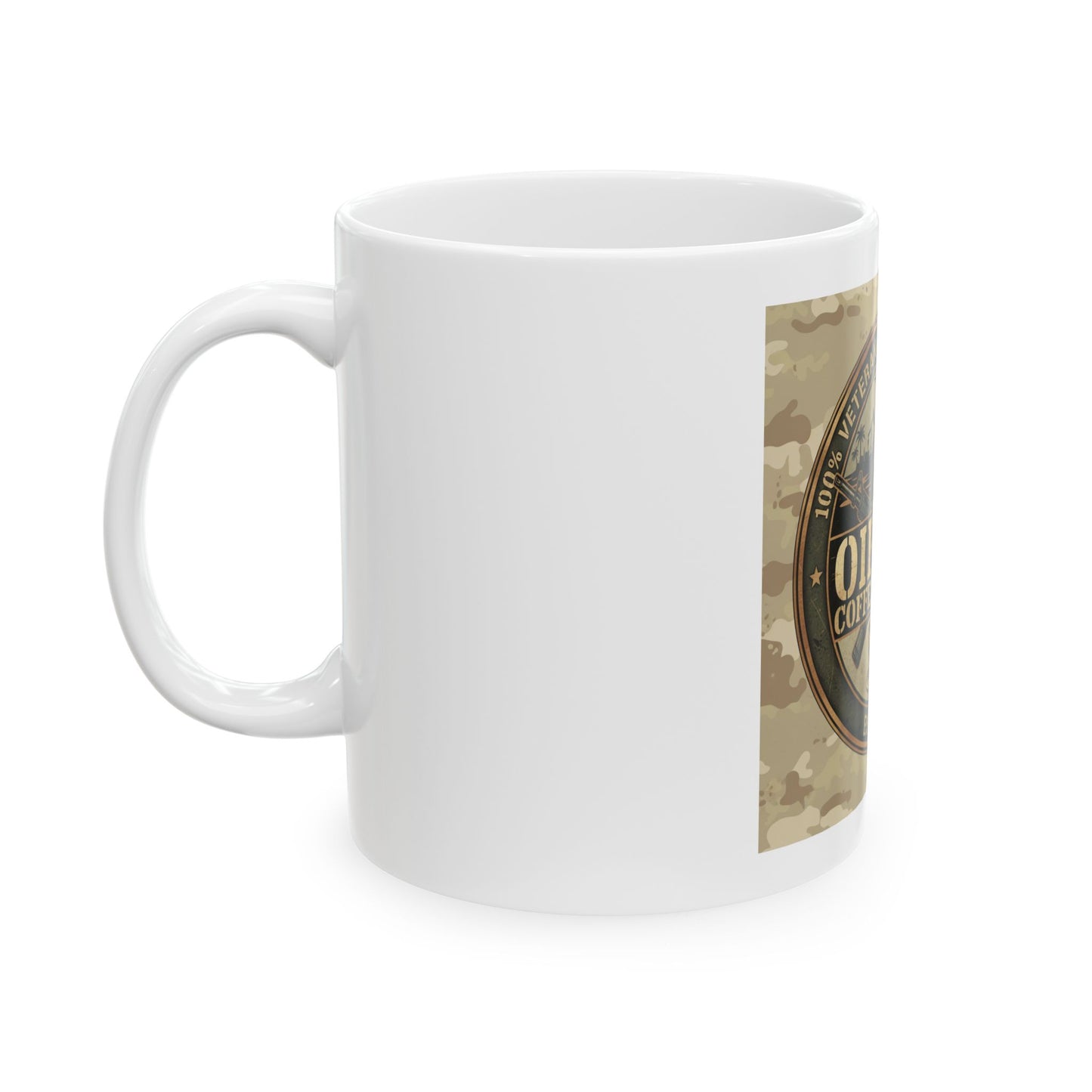 OIF Vet Coffee Company Ceramic Mug – Veteran-Owned Camo Coffee Cup (11oz & 15oz)