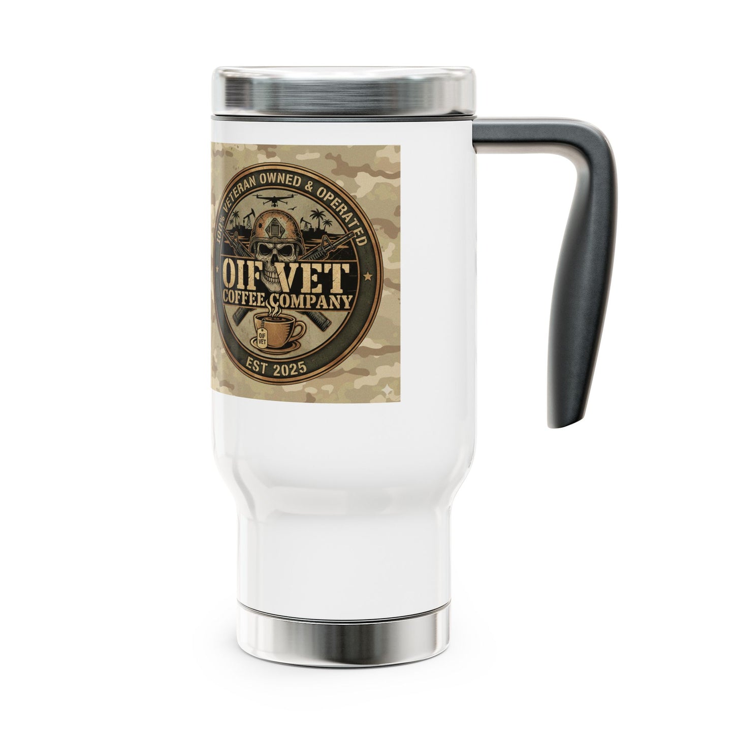 OIF VET Coffee Co. 14oz Stainless Steel Travel Mug with Handle